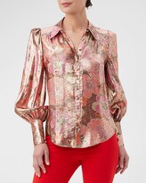 Thumbnail for your product : Trina Turk Sagittarius Floral-Print Bishop-Sleeve Top