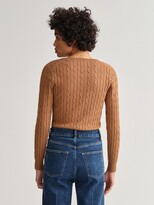 Thumbnail for your product : Gant Cotton Blend V-Neck Cable Knit Jumper, Roasted Walnut