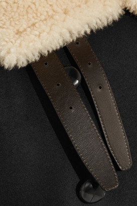 Altuzarra Ismir Shearling And Leather-trimmed Wool-blend Felt Coat - Black