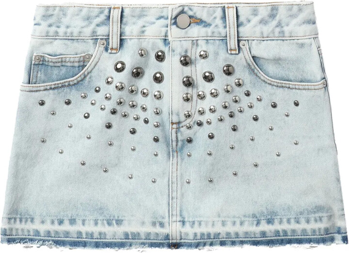 Stud-Embellished Denim Miniskirt