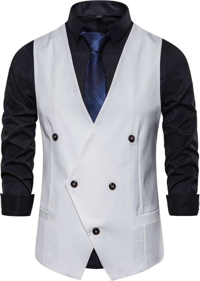 MGDIFYXAA Mens Waistcoat Vest Blazer Vest Men VNeck Irregular Vest
