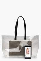 Thumbnail for your product : boohoo Clear Shopper & Removable Check Clutch Bag