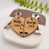 Thumbnail for your product : The Laser Engraving Company Personalised Jigsaw Heart Oak Keyring Name And Date