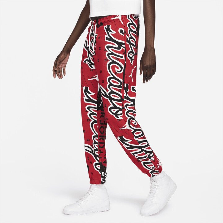 Jordan Women's Fleece Allover Printed Pants in Red - ShopStyle