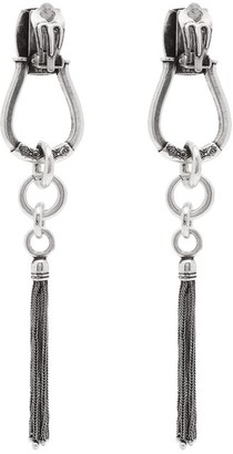 Etro Horseshoe Tasselled Drop Clip Earrings - Silver
