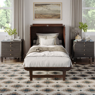 Lark Manor Andriena Murphy Bed Chest with 6" Mattress, Storage & Built