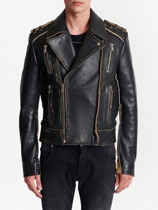 Balmain Deconstructed leather biker jacket