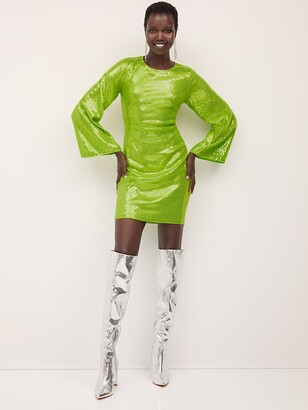 New York & Co. NY&Co Women's Sequin Bell-Sleeve Mini Dress Limelight -  ShopStyle