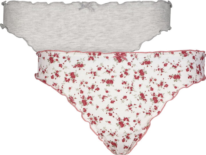 Jessica Simpson Women’s Ruffle Rib Thong, 2-Pack, Size S-XXXL