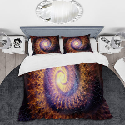 Design Art Spiral Fractal Geometry XII - Modern Duvet Cover Set - Microfiber Polyester