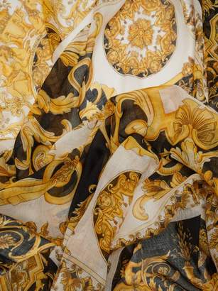 Versace Baroque Pattern Wool Blend Scarf - Womens - Gold