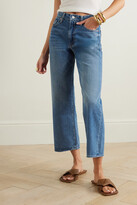 Thumbnail for your product : Mother + Net Sustain + Bowie The Rambler Zip Cropped Embellished Straight-leg Jeans - Blue