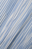 Thumbnail for your product : Vince Asymmetric Striped Crinkled-voile Midi Skirt - Blue