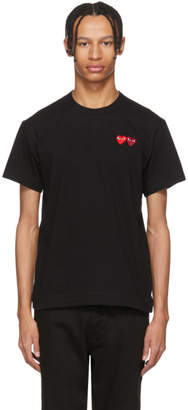 Comme des Garcons Play Black and Red Double Hearts T-Shirt