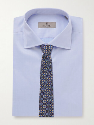 Canali Cutaway-Collar Cotton Shirt - Men - Blue - 43