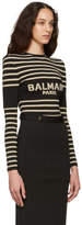 Thumbnail for your product : Balmain Black and Gold Striped Logo Bodysuit