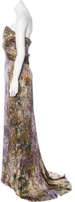 Badgley Mischka Embellished Strapless Gown