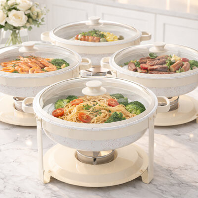 Mint Pantry Maifanite-Coated Buffet Chafing Dish Set With Lid 5.5QT Stainless Steel