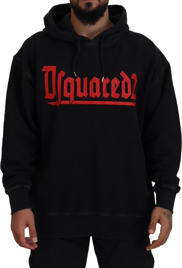 DSQUARED2 ² Cotton Hooded Printed Men Pullover Men's Sweater (Pre-Owned)