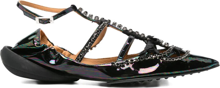 13 09 SR Tootsy crystal-embellished pointed-toe ballet flats