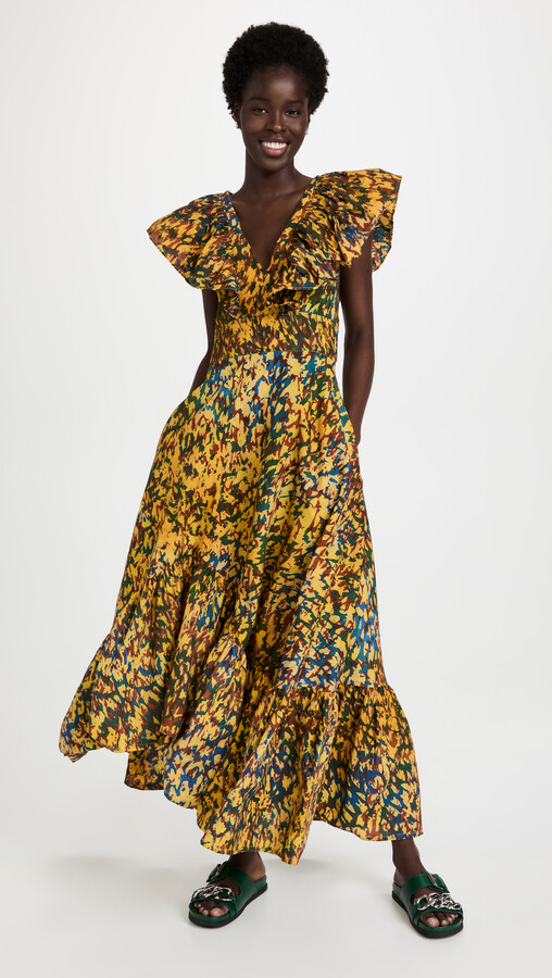 yellow print dresses