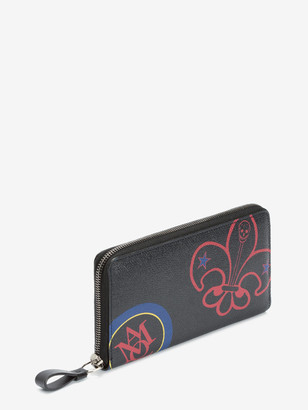 Alexander McQueen Printed Badges Zip Around Continental Wallet