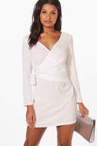 Thumbnail for your product : boohoo O-Ring Wrap Front Shirt Dress