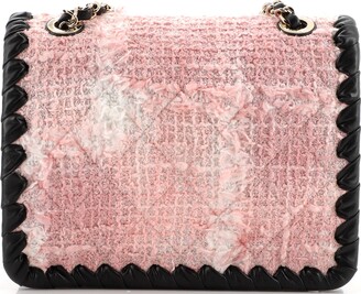 CHANEL Tweed Braided Calfskin Mini My Own Frame Flap Pink Black 1182585