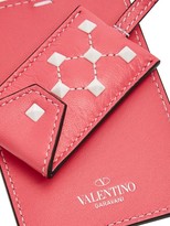 Thumbnail for your product : Valentino Garavani - Free Rockstud Leather Cardholder Key Ring - Pink White
