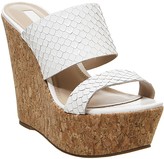 Thumbnail for your product : Office Humidity Glam Cork Wedge Heels White Scale Leather