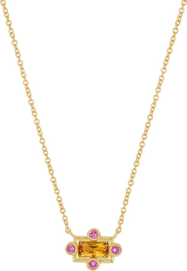 Bony Levy Iris Citrine & Pink Sapphire Pendant Necklace