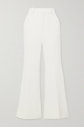 white crepe trousers