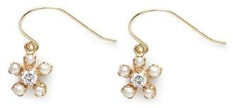 Cherry Brown Seed 10 ct Yellow Gold Round Freshwater Pearl and White Diamond in a Flower Design Earrings