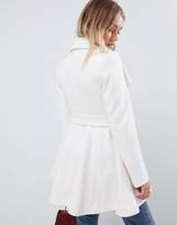 Thumbnail for your product : ASOS Petite DESIGN Petite waterfall collar coat with tie belt
