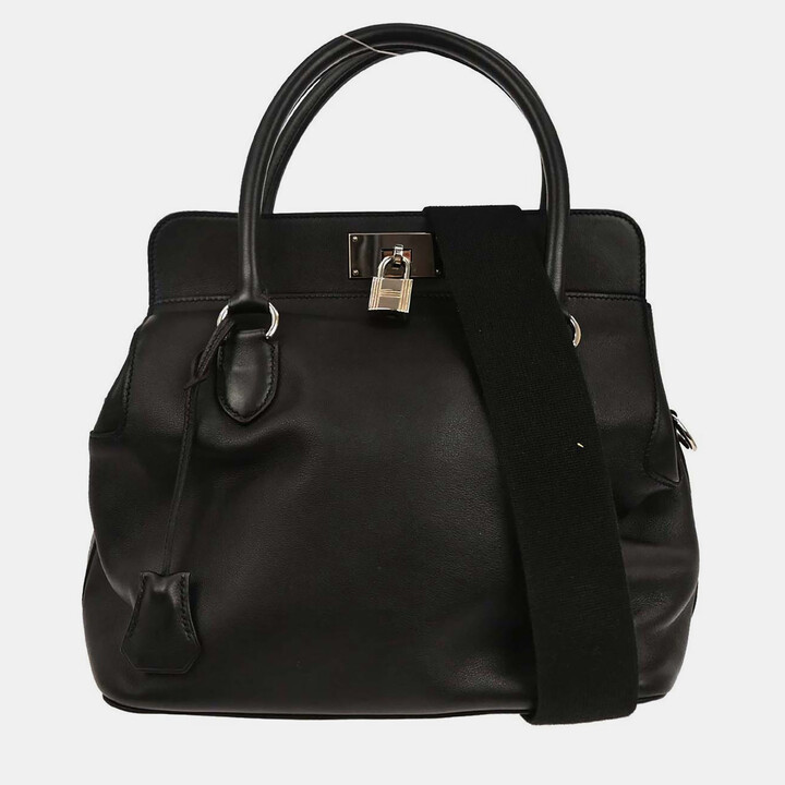 Hermes Toolbox 26 Black Swift Calfskin Leather Top Handle Bag
