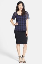 Thumbnail for your product : Bobeau Woven Plaid Short Sleeve Top