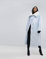 Thumbnail for your product : ASOS Design Maxi Puffer Jacket With Borg Lining
