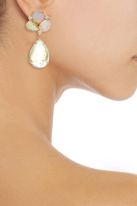Bounkit Convertible 14-karat Gold-plated Mother-of-pearl, Moonstone And Quartz Earrings