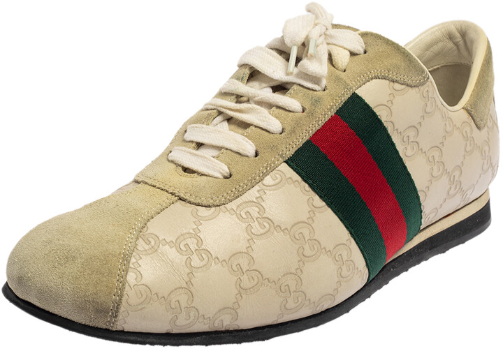 GUCCI Ace Leather and Webbing-Trimmed Monogrammed Canvas Sneakers for Men