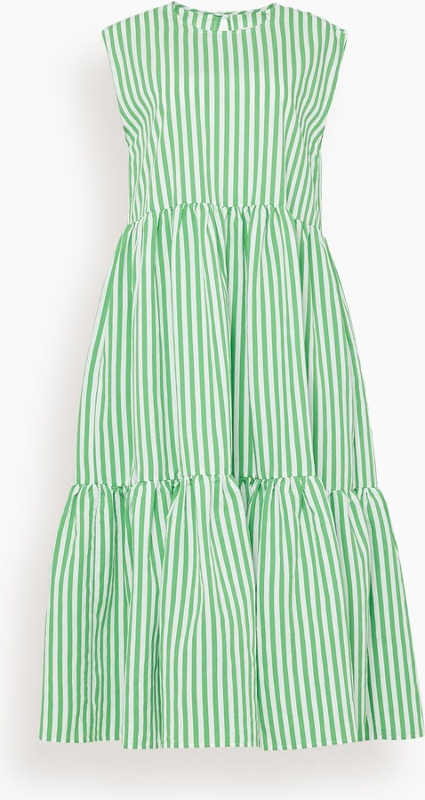 White Flower Dresses, Olive Green Striped Shirts, Tan Louis