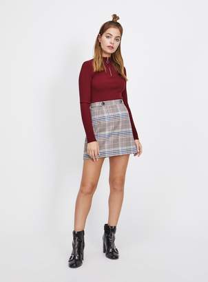 Miss Selfridge PETITE Grey Multi Check Skirt
