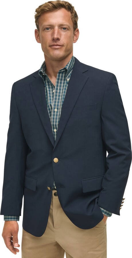 Brooks Brothers B by Men's Classic-Fit Navy Stretch Wool Blend Blazer