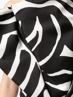 Isabel Sanchis Zebra-Print Silk Bustier Dress