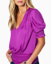 Thumbnail for your product : Ramy Brook Flora Satin Puff-Sleeve V-Neck Top