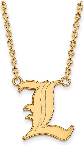 Black Bow Jewelry Co. BlackBowJewelry14kYellowGoldPlatedSterlingSilverLouisvilleCardinalsNCAALargeLogoNecklace18Inch