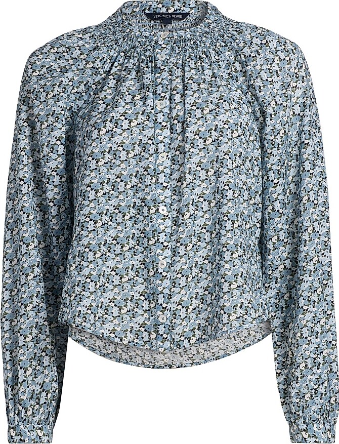 Veronica Beard Women's Madge Floral Blouse - Lake Mist Multi - Size 00