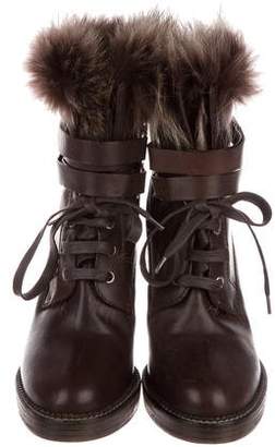 Brunello Cucinelli Fur-Trimmed Ankle Boots