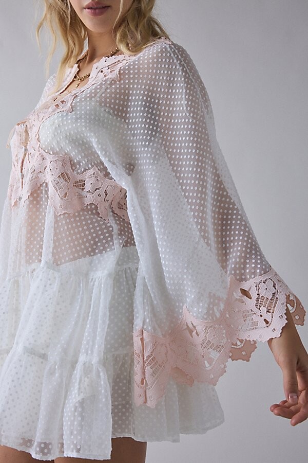 Kimchi & Blue Kimchi Blue Waiting For You Sheer Long Sleeve Mini Dress in White