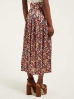 Thumbnail for your product : The Vampire's Wife Visiting Floral Print Silk Charmeuse Midi Skirt - Womens - Orange Multi