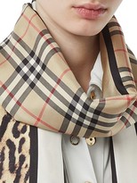 Thumbnail for your product : Burberry Animal Print & Vintage Check Silk Scarf